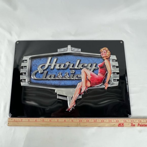 Harley-Davidson Retro Babe Embossed Tin Sign, 17 x 11.5 inches - Black - Picture 6 of 7